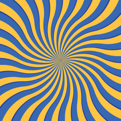 Wall Mural - Circular Spiral Blue Yellow Striped Background Square - Sunburst, Radial