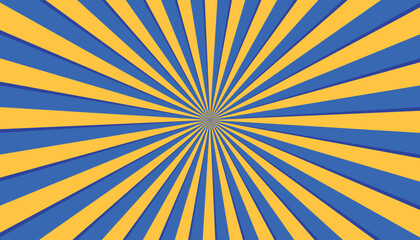 Wall Mural - Circular Blue Yellow Striped Background Rectangle - Sunburst, Radial