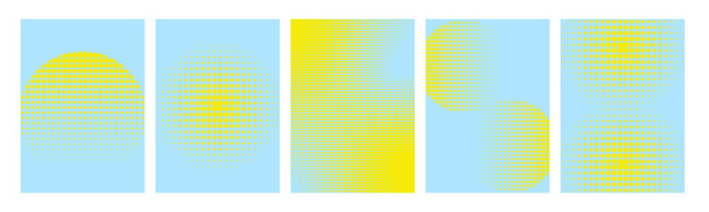 Aufkleber - Abstract halfton gradient background vector set (collection). Minimalist cover template with vibrant color, dot pattern. Modern design for social media, poster, cover, banner, flyer, wall art. 
