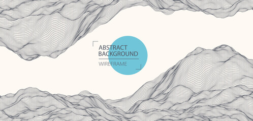 Abstract waves is made in a wireframe style. Template for science and technology presentation.