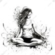 Woman doing yoga - Charcoal drawing 