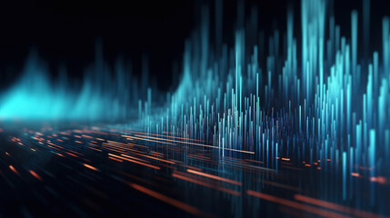 Wall Mural - Modern digital abstract 3D background. Can be used in the description of network abilities, technological processes, digital storages, science, education, etc. Copy space. Based on Generative AI
