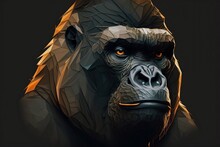Lowpoly Portrait Of Black Gorilla