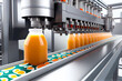 Drink factory production line fruit juice beverage prod. Generative AI
