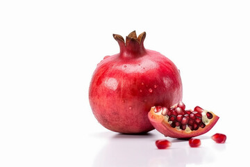 Sticker - Pomegranate fruit on a white background. AI Generated