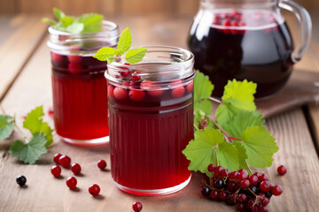 Wall Mural - currant juice in a glass. AI Generated