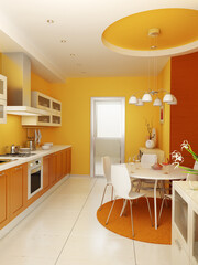 Wall Mural - modern kitchen interior 3d rendering