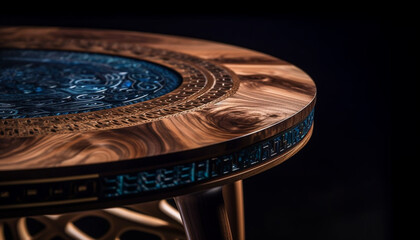 Ornate wood chair reflects ancient elegance indoors generated by AI