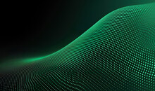Abstract Dot Green Wave Pattern Screen Gradient Background, Technology And Science Concept, Generative Ai