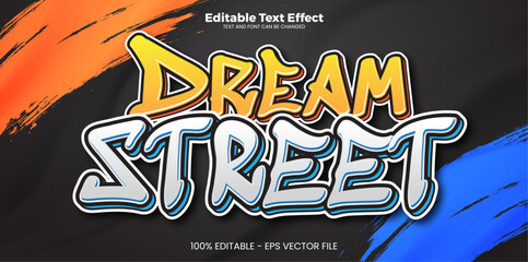 Wall Mural - Dream Street editable text effect in modern trend style