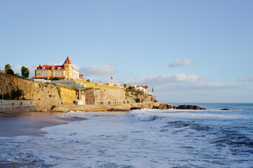 Poster - Beautiful view of ocean beach, Lisbon Portugal.