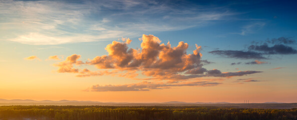 Canvas Print - sunset sky with multicolor clouds