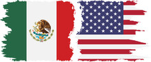 United States And Mexico Grunge Flags Connection Vector
