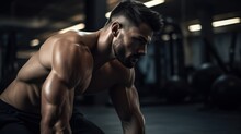 A Muscular Gym Man Posing For The Camera, Six Pack, Shirtless Ai, Ai Generative, Illustration