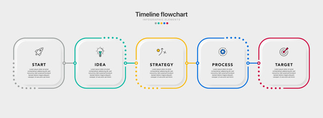 Poster - Timeline infographic design with options or steps. Infographics for business concept. Can be used for presentations workflow layout, banner, process, diagram, flow chart, info graph, annual report.