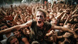 © annebel146 - Crowd going crazy at a rock or heavy metal concert. A lot of people at the mass event. Concert crowd, hardcore party