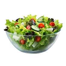 Bowl Of Fresh Garden Salad Isolated On A Transparent Background, Generative Ai