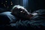 Fototapeta Zwierzęta - Woman Struggling with Insomnia and Sleep Paralysis in Bed, nightmares. Generative Ai