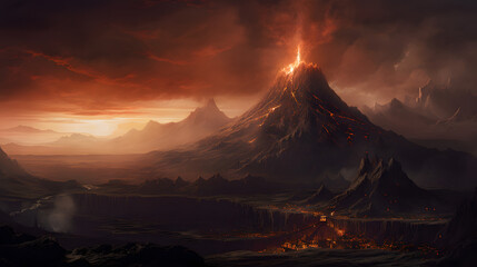 Wall Mural - concept art illustration of mordor land