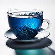 blauer Tee in Tasse aus Glas - generative ai