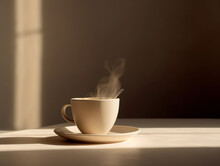 Cup Of Hot Beverage (coffee Or Tea). AI Generated Image.