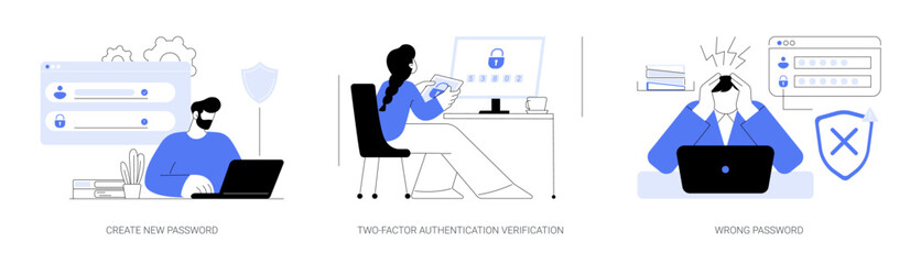 Sticker - Password management abstract concept vector illustrations.