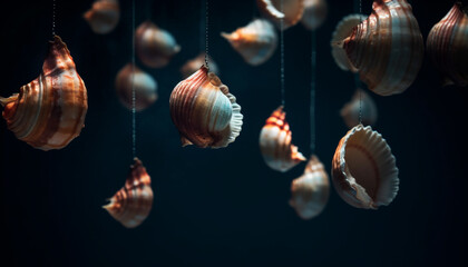 Abstract seashell collection, beauty in nature design generated by AI