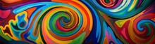 Psychedelic Swirl. Horizontal Banner. AI Generated