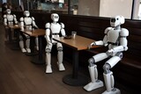 Fototapeta  - robots sitting in the restaurant 