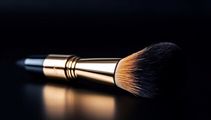 Professional make up artist metallic brush collection exudes luxury and glamour generated by AI