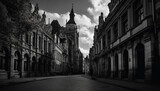 Fototapeta Miasto - The Gothic architecture of the old cathedral at dusk generated by AI