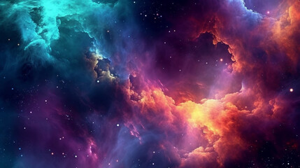 Wall Mural - Generative AI, a nebula or galaxy theme for a space or science-oriented website design