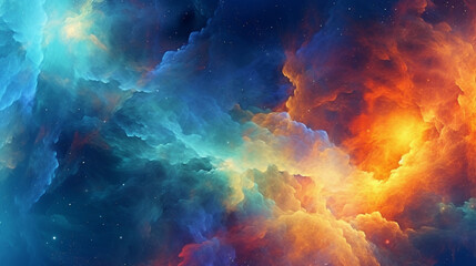 Wall Mural - Generative AI, a nebula or galaxy theme for a space or science-oriented website design