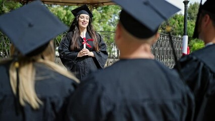 Sticker - Group of people students graduated telling speech at university campus