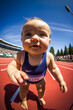 Leichtathletik Baby / Lustige Sport Baby Illustration / ai-generiert