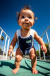 Baby Athlet / Lustiges Sport Baby Portrait / ai-generiert