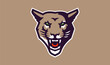 Cougar mascot logo. Wild animal head logo with grin. Badge, sticker of a cougar for a team, sports club. Isolated vector illustration