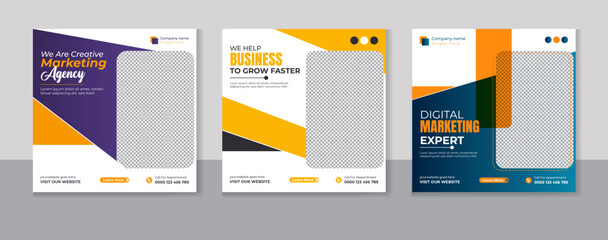 Corporate business social media post template bundle