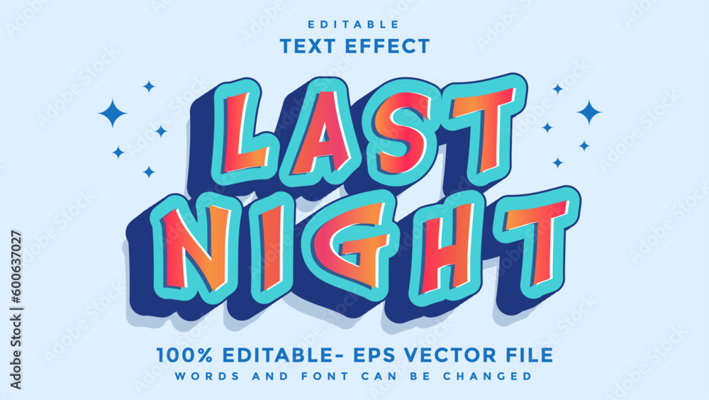 3d Minimal Word Last Night Editable Text Effect Design Template, Effect ...