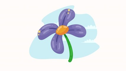 Sticker - purple flower garden nature animation