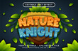 © prasetya nopin - nature knight 3d text effect and editable text effect with shield and leaf illustration