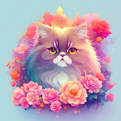 Cute Kittens, Flowers, Generative AI