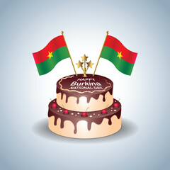 Wall Mural - Burkina National Day with a Cake .Vector Illustration