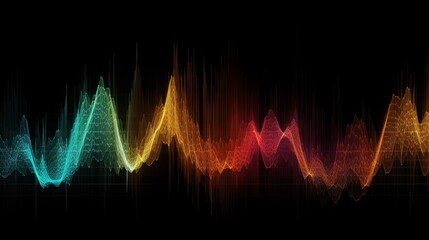 Wall Mural -  a colorful sound wave on a black background with a black background.  generative ai