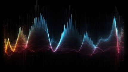 Wall Mural -  a sound wave is shown in a dark room with a black background.  generative ai