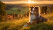 Shetland Sheepdog Watching the Sunset