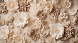 Fototapeta Boho -  a large group of paper flowers on a wall in a room.  generative ai