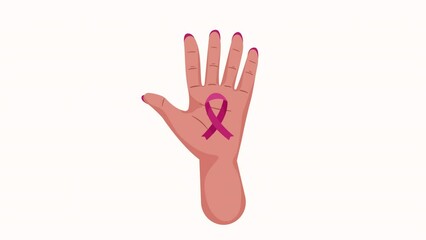 Poster - breast cancer pink ribbon in hand animation