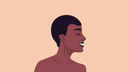 Wall Mural - happy afro women naked animation