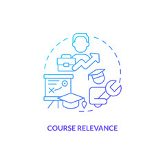 Wall Mural - Course relevance blue gradient concept icon. Skills development. Education system. Employment. Human resource. Learning opportunity abstract idea thin line illustration. Isolated outline drawing